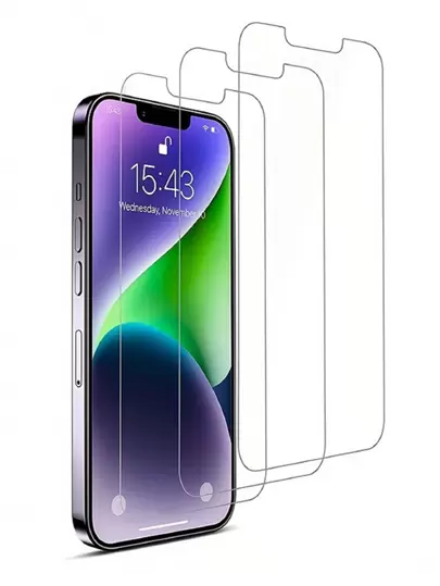 3 片钢化玻璃适用于 iPhone16 15 14 13 12 11 Pro Max 屏幕保护膜兼容 12Mini 13Mini 7 8 15 Plus SE X XS XR 14 15 16 Pro 玻璃礼物，适合生日、家人、朋友手机屏幕保护膜、手机配件防水防震防摔防刮防指纹全覆盖