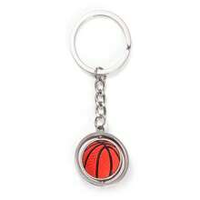 1pc Rotating Basketball Keychain, Metal Ball Keychain, Backpack Wallet Accessory, Holiday Gift. - Basketball - View 1