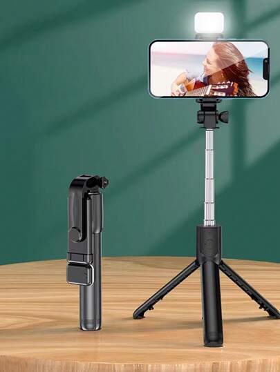 Palo de selfie del telefono movil con luz de llenado soporte de transmision en vivo tripode plegable Bluetooth palo de selfie largo telescopico