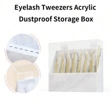 一個帶旋轉蓋防塵夾子插孔的丙烯酸夾子支架,白色夾子收納盒,植睫毛夾子展示架 - 白色 - 查看 1