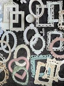 10入組復古中空壓花紙質相框,裝飾框架適用於拼貼和diy - 彩色 - 查看 1