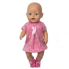 1set Doll Clothes With Accessories For 43cm/18inch Dolls, Including Jumpsuit, Dress, Coat, Shoes, Hairpin, Ideal Gift For Girls - Pink - View 5