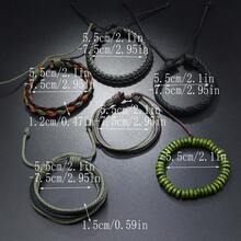 6入組男士新款多層結合皮革手鐲,復古風格服飾配件 - 彩色 - 查看 3