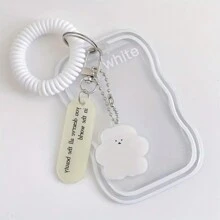 Ins Xoăn Sóng Trong suốt Thẻ ảnh Giá đỡ 3 Inch Học sinh Dễ thương Khuôn viên đại học Bìa thẻ Mùa Xuân Vật rủ xuống Móc chìa khóa - trắng - Xem 8