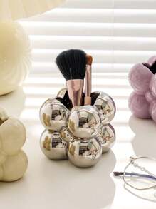 1pc Stylish Makeup Brush Storage Canister With Dust Cover, Suitable For Storing Eyeshadow, Foundation, Lipsticks And Other Cosmetic Tools On Dressing Table, Vanity Or Desk,For Holiday Beach, Bathroom Collection, Bedroom Collection, Large Capacity - Multicolor - View 6