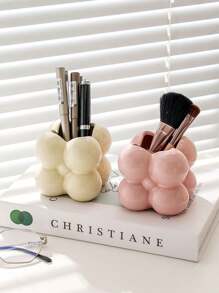 1pc Stylish Makeup Brush Storage Canister With Dust Cover, Suitable For Storing Eyeshadow, Foundation, Lipsticks And Other Cosmetic Tools On Dressing Table, Vanity Or Desk,For Holiday Beach, Bathroom Collection, Bedroom Collection, Large Capacity - Multicolor - View 5