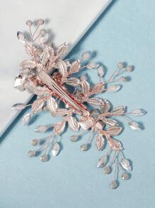 1入歐式經典花園婚禮伴娘髮夾/髮夾,帶有彩繪花卉元素和美學新娘頭飾髮飾 - 玫瑰金 - 查看 7