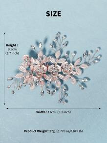 1入歐式經典花園婚禮伴娘髮夾/髮夾,帶有彩繪花卉元素和美學新娘頭飾髮飾 - 玫瑰金 - 查看 8