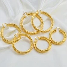 1對5cm 6cm 7cm 8cm非洲大耳環女士大圓銅扭曲耳環風 - 扭曲 - 查看 9