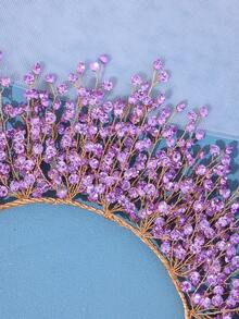 1入手工鑲嵌鑽石多彩皇冠飾髮帶,適用於新娘婚禮派對公主生日 - 紫色 - 查看 4