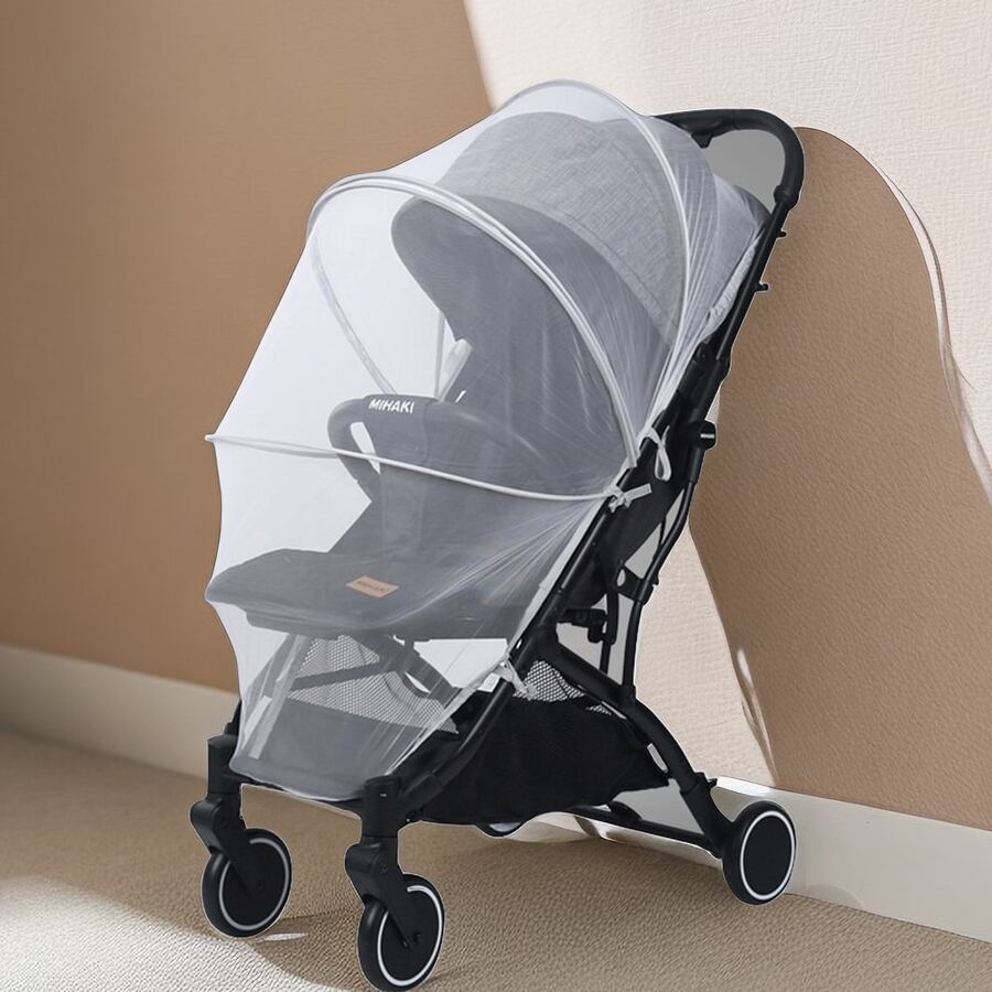 1pc Universal Baby Stroller Mosquito Net With Zipper Closure, Fit All Kinds Of Strollers, Cover The Entire Stroller, Mesh Netting Material, Protect Baby From Insects & Flies And Respiratory Droplets, Best Gift For Holidays, Great Choice For New Parents - White - View 1