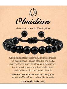 1個天然治療能量寶石水晶珠子手鍊,男女通用可調式編織彈性手鍊,虎眼石,亞馬遜石,紫晶,能量珠寶手鍊,8mm - 彩色 - 查看 12