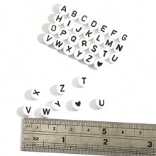 100入組a-z字母珠子4x7mm亞克力圓珠,適用於珠寶製作、diy手鏈、項鍊、鑰匙扣、手工藝供應品 - 黑白色 扁圓形 - 查看 6