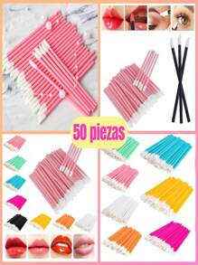 50 Pincel Lip Brush para Labios ,Pestañas limpieza de Pestañas Labios Aplicador de Brillo Labial - Multicolor - Ver 1