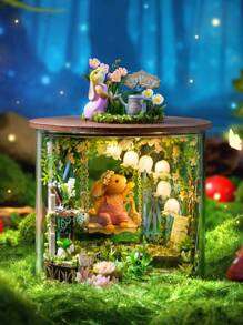 夢幻瓶居家裝飾帶傢俱,diy組裝微型房屋建築套件,3d拼圖玩具,木工生日情人節禮物 - 彩色 - 查看 3