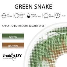 FRESH LADY Freshlady綠蛇彩色隱形眼鏡1年配戴款式 - 綠色 - 查看 3