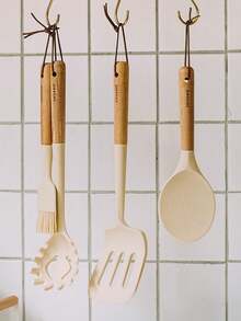 Shueho 耐高温硅胶勺，带挂孔，方便收纳 - 杏色 - 查看 5