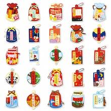 50入組原創卡通手繪福袋貼紙,帶有祝福和可愛的裝飾,適用於防水筆電和手機 - 彩色 - 查看 4