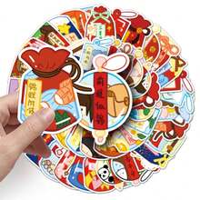 50入組原創卡通手繪福袋貼紙,帶有祝福和可愛的裝飾,適用於防水筆電和手機 - 彩色 - 查看 6