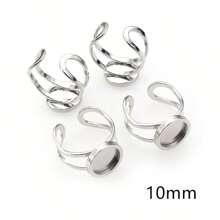 2入組圓形/橢圓形/正方形厚不銹鋼可調戒指托,蛋白石空底基座diy珠寶製作配件 - Thick Rings - 查看 17