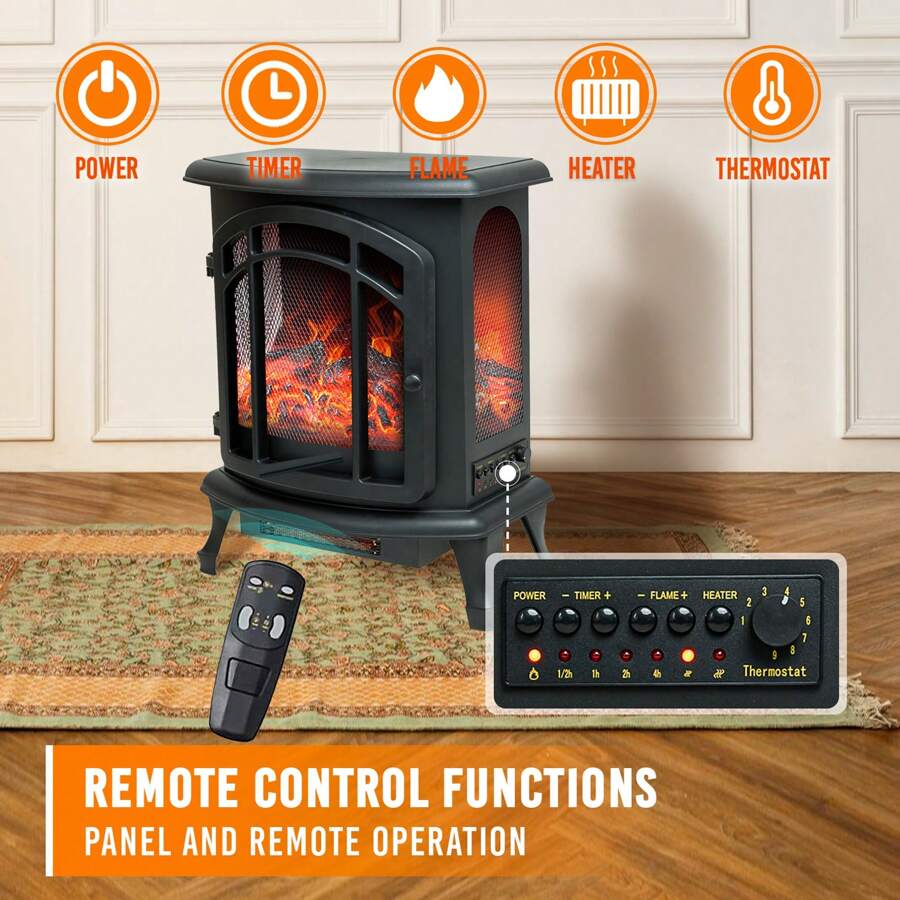 CHopetree 24 Inch Tall Portable Electric Wood Stove Fireplace With