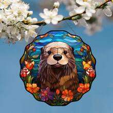 1PC Cute Otter Suncatcher, Acrylic Window Hanging With Metal Chain For Home Decor,Beautiful Beautiful Otter Garden Suncatchers For Home Decor,Gift For Friends,Children,Lovers - Style-1 - View 5