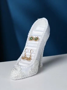 1pc Rotatable Jewelry Storage Rack, White Modern Iron Jewelry Display Rack, Suitable For Families - White Shoes - View 4