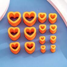 14pcs Acrylic Heart Shaped Ear Stretching Jewelry, Multicolor, Suitable For Women's Daily Wear - Heart-shaped - View 13