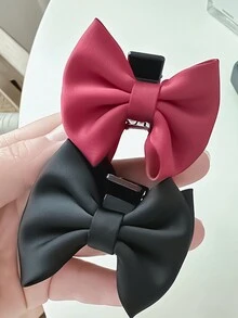1pc Women's Small Satin Bow Knot Hair Claw For Daily Use, Sweet And Elegant Style - Multicolor - View 2