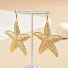 Fashionable & Versatile Starfish Dangle Earrings - Yellow Gold - View 2