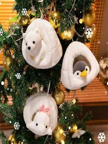 1pc Snow Nest With Stuffed Animal Undetachable String For Polar Bear, Penguin Or Beluga Whale Plush Toy, Home Decoration, Birthday/Valentine's/Festival Gift - Pink - View 9