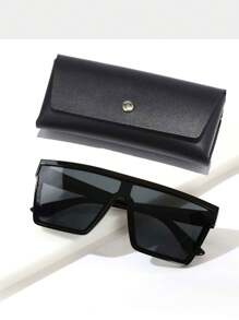 1 Cặp Kính thời trang gọng phẳng cho nữ khi đi du lịch mùa hè, đi biển, ngoài trời, du lịch - màu đen - Xem 1