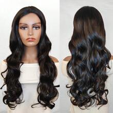 跨境寬鬆波浪中間長捲髮女式耐熱纖維假髮,66 厘米/26 英寸,黑色 - 黑色 - 查看 1
