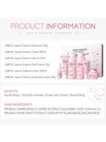 LAIKOU Laikou Cherry Blossom Skincare Set 6 Gift Set Cherry Blossom Facial Moisturizing And Moisturizing Japan Sakula Skincare Set,Cherry Blossom Skincare Set,Skincare Gift Set For Teenage Girls - Cleanser,Serum,Eye Cream,Essence Cream,Facial Care Sets & Kits,Travel Set For All Skin Types 6 Piece Skin Care Set, Women's Facial Care Set, Skin Care Gift Set, Cherry Blossom Extract Facial Care Set, Cherry Blossom Extract Tool Cherry Tree, Gift Set For Girls, Sakura Moisturizing Skin Care Set (Pink) - Pink - View 10