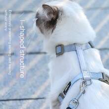1pc Cat Harness Leash Set, Escape Proof And Breathable, Suitable For Walking Cats, Outdoor Use For Pets Only - Baby Blue - View 3