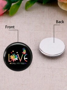 OMGALA 10入組12mm/20mm/25mm字型愛心加藝術花卉圖案10入組混合圓形照片玻璃鑲嵌膠片扁平尾部製作鑰匙扣等配件 - Round - 查看 2