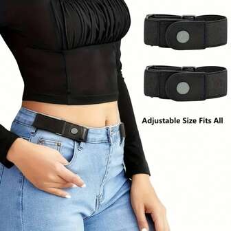 2 Pièces/set Ceinture Élastique Sans Boucle Pour Femmes Hommes Unisexe, Ceinture Extensible Pour Pantalons Jeans Sans Boucle Décontractée, Ceinture Invisible Ajustable