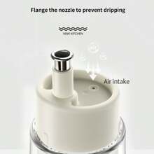 带喷雾器的玻璃油瓶，防漏醋和酱油调味料分配器，适用于烹饪、烧烤、烘焙、玻璃瓶 - 白色(倒式油壺) - 查看 6