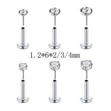 CIZME Juego De 6 Piezas De Anillos Para La Nariz Sin Rosca De 20g 18g 16g, Espárragos Hipoalergénicos Con Espalda Plana Para Perforación De Nariz Y Oreja De Cartílago Con Diamantes De 2mm, 3mm Y 4mm Para Hombres Y Mujeres Con Longitudes De 6 Mm, 7mm, 8mm