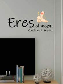 1pc Simple Letter Pattern Slogan Black Self-Adhesive Wall Sticker For Home Decor - Black - View 4