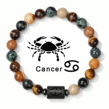 Pulsera De La Suerte De 12 Constelaciones, Hombres Y Mujeres Pulsera De Piedra De Ojo De Tigre De Moda, Pulseras De Piedra Natural, Joyas De Pareja De Virgo, Leo, Libra - Pulsera de constelaciones de tres colores. - Ver 16