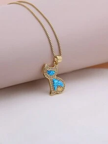 2023 New Design Luxury Plated Gold Cubic Zirconia Sparkling Butterfly Dog Eyes Moon Virgin Pendant Necklace Women Fashion  Jewelry - Blue - View 11