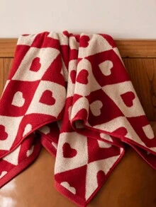 1pc Vintage Rhombus Heart Shaped Soft Absorbent Face Towel, Home Use - Rose Red - View 6