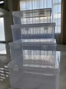 1個長方形透明塑膠釣具收納盒，附翻蓋，珠寶零件配件元件工具整理盒，透明塑膠盒適用於電子元件、五金零件、玩具零件 - 無色 - 查看 6