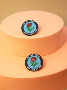 1個時尚花卉造型鋅合金胸針徽章,適用於日常穿著 - 藍色 - 查看 4