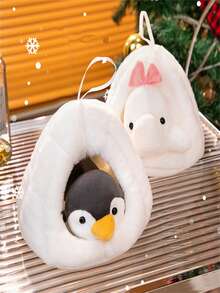 1 件企鵝、北極熊或白鯨毛絨玩具在雪屋裡,帶繩子防止墜落,適合家居裝飾或作為生日/情人節/節日禮物 - 灰色 - 查看 6