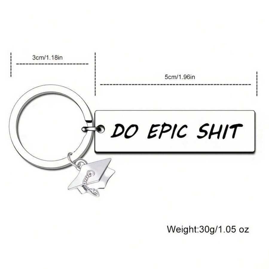 1入畢業紀念禮品鑰匙扣,do Epic標語鑰匙扣戒指珠寶,畢業禮物、生日禮物、聖誕禮物,適合男士 - 銀色 - 查看 1