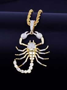 1 件朋克嘻哈水钻动物蝎子吊坠项链男/女珠宝配饰酷炫时尚男士项链摇滚摩托党周年纪念派对礼物 - 金色 - 查看 1
