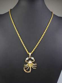 1 件朋克嘻哈水钻动物蝎子吊坠项链男/女珠宝配饰酷炫时尚男士项链摇滚摩托党周年纪念派对礼物 - 金色 - 查看 5