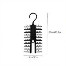 1入領帶和腰帶收納盒,多功能領帶和圍巾掛架。適用於分類和存放領帶和圍巾,11*5.1英寸 - 黑色 - 查看 3